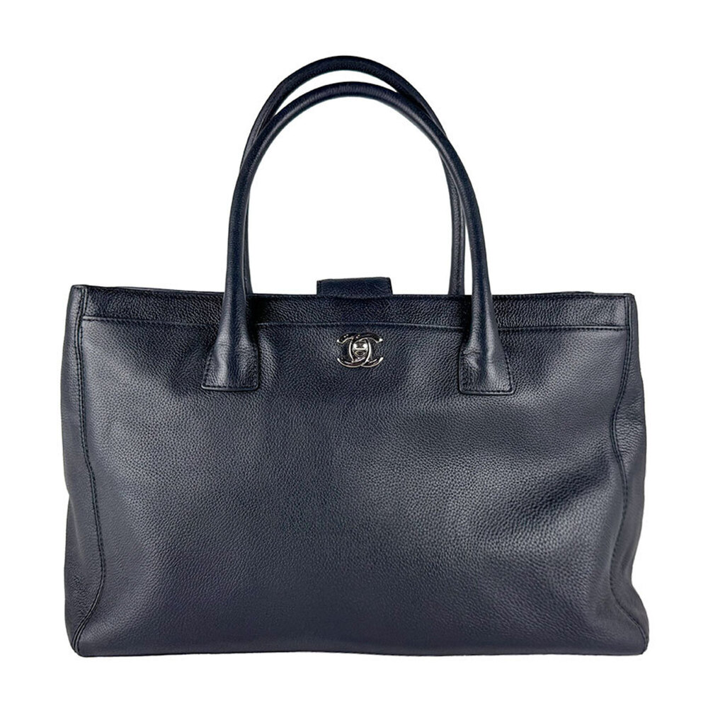 Chanel CHANEL handbag, caviar leather, black and silver, women's, z10878